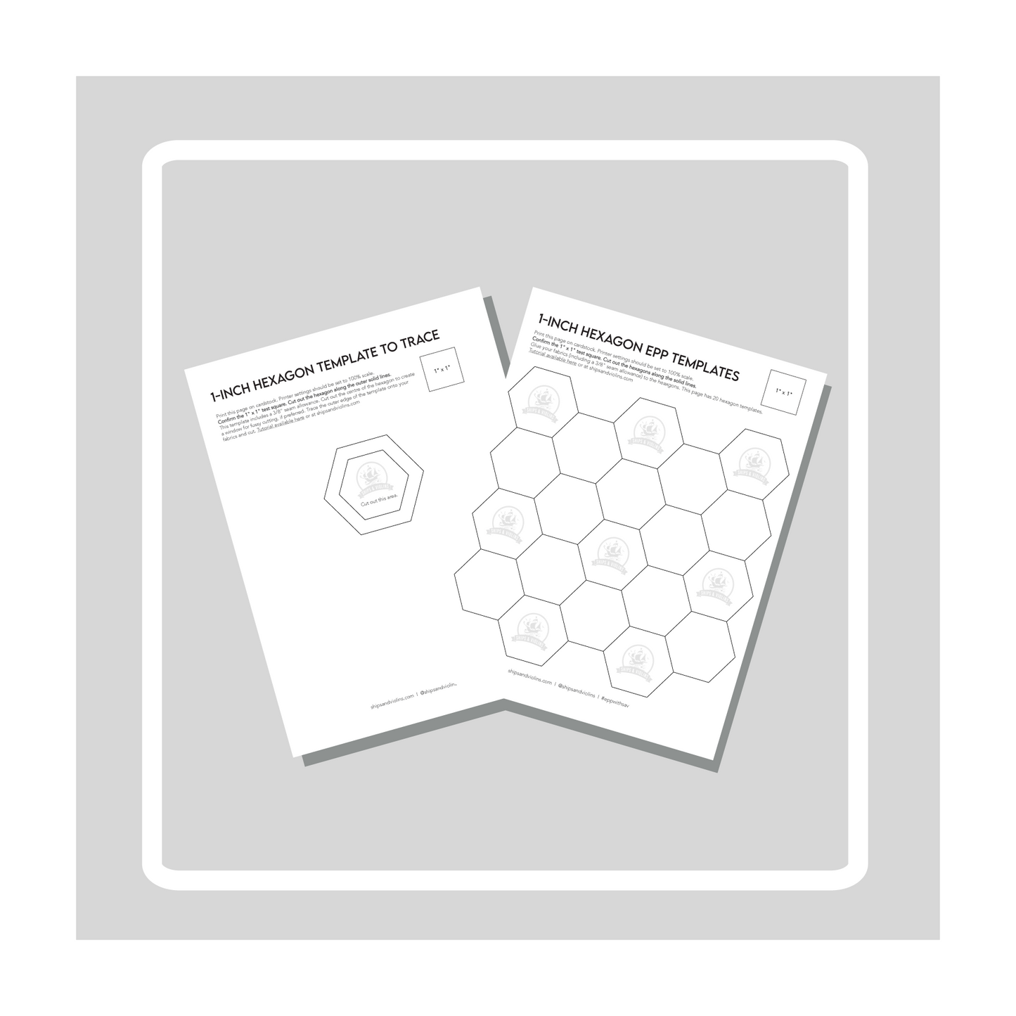 1-Inch Hexagon Templates for English Paper Piecing