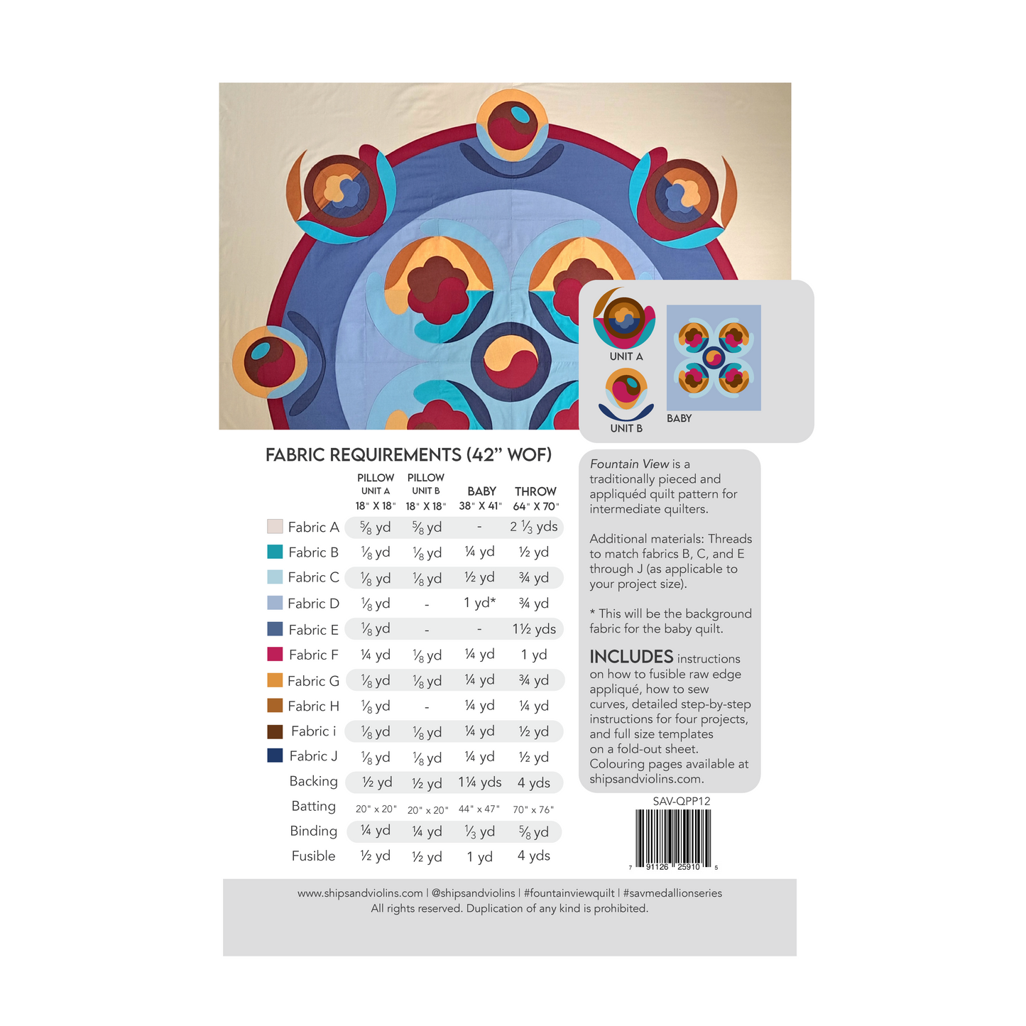 Fountain View Quilt - Paper Pattern